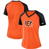 Women Cincinnati Bengals Nike Top V Neck T-Shirt Orange Black,baseball caps,new era cap wholesale,wholesale hats